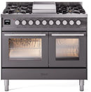 ILVE Professional Plus II 40-Inch Freestanding Natural Gas Dual Fuel Range with 6 Sealed Burner in Matte Graphite (UPD40FWMPMG)