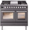 ILVE Professional Plus II 40-Inch Freestanding Natural Gas Dual Fuel Range with 6 Sealed Burner in Matte Graphite (UPD40FWMPMG)