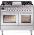 ILVE Professional Plus II 40-Inch Freestanding Natural Gas Dual Fuel Range with 6 Sealed Burner in Stainless Steel (UPD40FWMPSS)