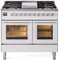 ILVE Professional Plus II 40-Inch Freestanding Natural Gas Dual Fuel Range with 6 Sealed Burner in White (UPD40FWMPWH)