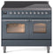 ILVE Nostalgie II 40-Inch Freestanding Electric Induction Range in Blue Grey with Chrome Trim (UPDI406NMPBGC)