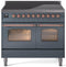 ILVE Nostalgie II 40-Inch Freestanding Electric Induction Range in Blue Grey with Copper Trim (UPDI406NMPBGP)