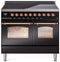 ILVE Nostalgie II 40-Inch Freestanding Electric Induction Range in Glossy Black with Copper Trim (UPDI406NMPBKP)