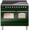 ILVE Nostalgie II 40-Inch Freestanding Electric Induction Range in Emerald Green with Chrome Trim (UPDI406NMPEGC)