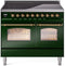 ILVE Nostalgie II 40-Inch Freestanding Electric Induction Range in Emerald Green with Brass Trim (UPDI406NMPEGG)