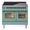 ILVE Nostalgie II 40-Inch Freestanding Electric Induction Range in Mediterranean Mint with Burnished Bronze Trim (UPDI406NMPMMB)