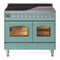 ILVE Nostalgie II 40-Inch Freestanding Electric Induction Range in Mediterranean Mint with Chrome Trim (UPDI406NMPMMC)