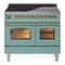ILVE Nostalgie II 40-Inch Freestanding Electric Induction Range in Mediterranean Mint with Brass Trim (UPDI406NMPMMG)