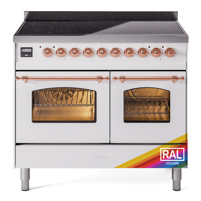 ILVE Nostalgie II 40-Inch Freestanding Electric Induction Range in Custom RAL with Copper Trim (UPDI406NMPRAP)