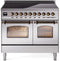 ILVE Nostalgie II 40-Inch Freestanding Electric Induction Range in Stainless Steel with Bronze Trim (UPDI406NMPSSB)