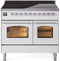 ILVE Nostalgie II 40-Inch Freestanding Electric Induction Range in White with Chrome Trim (UPDI406NMPWHC)