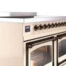 ILVE 40-Inch Nostalgie II Noblesse Induction Range with Triple Glass Door in Antique White with Bronze Trim (UNDI406NMPAWB)