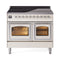 ILVE 40-Inch Nostalgie II Noblesse Induction Range with Triple Glass Door in Antique White with Chrome Trim (UNDI406NMPAWC)