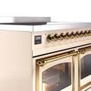 ILVE 40-Inch Nostalgie II Noblesse Induction Range with Triple Glass Door in Antique White with Brass Trim (UNDI406NMPAWG)