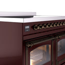 ILVE 40-Inch Nostalgie II Noblesse Induction Range with Triple Glass Door in Burgundy with Bronze Trim (UNDI406NMPBUB)