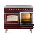 ILVE 40-Inch Nostalgie II Noblesse Induction Range with Triple Glass Door in Burgundy with Bronze Trim (UNDI406NMPBUB)