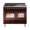 ILVE 40-Inch Nostalgie II Noblesse Induction Range with Triple Glass Door in Burgundy with Bronze Trim (UNDI406NMPBUB)