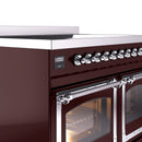 ILVE 40-Inch Nostalgie II Noblesse Induction Range with Triple Glass Door in Burgundy with Chrome Trim (UNDI406NMPBUC)