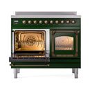 ILVE 40-Inch Nostalgie II Noblesse Induction Range with Triple Glass Door in Emerald Green  with Bronze Trim (UNDI406NMPEGB)
