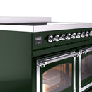 ILVE 40-Inch Nostalgie II Noblesse Induction Range with Triple Glass Door in Emerald Green with Chrome Trim (UNDI406NMPEGC)