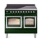 ILVE 40-Inch Nostalgie II Noblesse Induction Range with Triple Glass Door in Emerald Green with Chrome Trim (UNDI406NMPEGC)