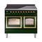 ILVE 40-Inch Nostalgie II Noblesse Induction Range with Triple Glass Door in Emerald Green with Brass Trim (UNDI406NMPEGG)