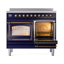 ILVE 40-Inch Nostalgie II Noblesse Induction Range with Triple Glass Door in Midnight Blue with Bronze Trim (UNDI406NMPMBB)