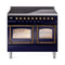 ILVE 40-Inch Nostalgie II Noblesse Induction Range with Triple Glass Door in Midnight Blue with Bronze Trim (UNDI406NMPMBB)