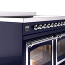 ILVE 40-Inch Nostalgie II Noblesse Induction Range with Triple Glass Door in Midnight Blue with Chrome Trim (UNDI406NMPMBC)
