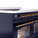 ILVE 40-Inch Nostalgie II Noblesse Induction Range with Triple Glass Door in Midnight Blue with Brass Trim (UNDI406NMPMBG)