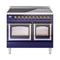 ILVE 40-Inch Nostalgie II Noblesse Induction Range with Triple Glass Door in Midnight Blue with Brass Trim (UNDI406NMPMBG)