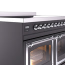 ILVE 40-Inch Nostalgie II Noblesse Induction Range with Triple Glass Door in Matte Graphite with Chrome Trim (UNDI406NMPMGC)