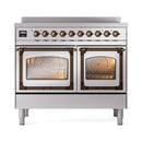 ILVE 40-Inch Nostalgie II Noblesse Induction Range with Triple Glass Door in Stainless Steel with Bronze Trim (UNDI406NMPSSB)