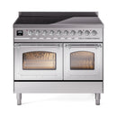 ILVE 40-Inch Nostalgie II Noblesse Induction Range with Triple Glass Door in Stainless Steel with Chrome Trim (UNDI406NMPSSC)