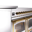 ILVE 40-Inch Nostalgie II Noblesse Induction Range with Triple Glass Door in Stainless Steel with Brass Trim (UNDI406NMPSSG)