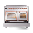 ILVE 40-Inch Nostalgie II Noblesse Induction Range with Triple Glass Door in Stainless Steel with Copper Trim (UNDI406NMPSSP)
