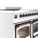 ILVE 40-Inch Nostalgie II Noblesse Induction Range with Triple Glass Door in White with Bronze Trim (UNDI406NMPWHB)