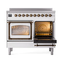 ILVE 40-Inch Nostalgie II Noblesse Induction Range with Triple Glass Door in White with Bronze Trim (UNDI406NMPWHB)