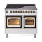 ILVE 40-Inch Nostalgie II Noblesse Induction Range with Triple Glass Door in White with Bronze Trim (UNDI406NMPWHB)