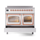 ILVE 40-Inch Nostalgie II Noblesse Induction Range with Triple Glass Door in White with Copper Trim (UNDI406NMPWHP)