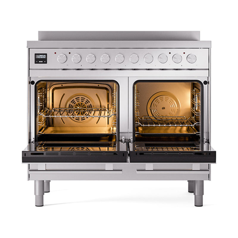 ILVE 40-Inch Professional Plus II Induction Range with Solid Door Oven in Stainless Steel (UPDI406QMPSS)