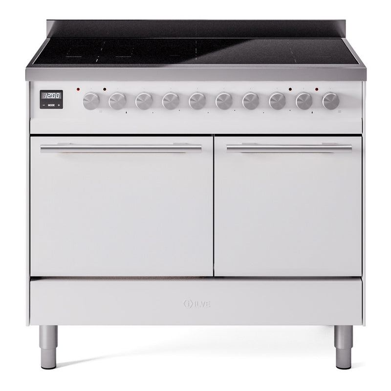 ILVE 40-Inch Professional Plus II Induction Range with Solid Door Oven in White (UPDI406QMPWH)