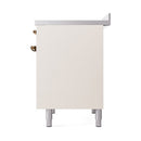ILVE 40-Inch Nostalgie II Induction Range with Solid Door Oven in Antique White with Bronze Trim (UPDI406QNMPAWB)