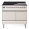 ILVE 40-Inch Nostalgie II Induction Range with Solid Door Oven in Antique White with Chrome Trim (UPDI406QNMPAWC)