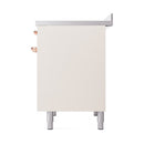 ILVE 40-Inch Nostalgie II Induction Range with Solid Door Oven in Antique White with Copper Trim (UPDI406QNMPAWP)