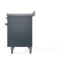 ILVE 40-Inch Nostalgie II Induction Range with Solid Door Oven in Blue Grey with Brass Trim (UPDI406QNMPBGG)