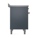 ILVE 40-Inch Nostalgie II Induction Range with Solid Door Oven in Blue Grey with Copper Trim (UPDI406QNMPBGP)