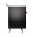 ILVE 40-Inch Nostalgie II Induction Range with Solid Door Oven in Glossy Black with Chrome Trim (UPDI406QNMPBKC)