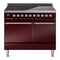 ILVE 40-Inch Nostalgie II Induction Range with Solid Door Oven in Burgundy with Chrome Trim (UPDI406QNMPBUC)