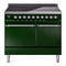 ILVE 40-Inch Nostalgie II Induction Range with Solid Door Oven in Emerald Green with Chrome Trim (UPDI406QNMPEGC)